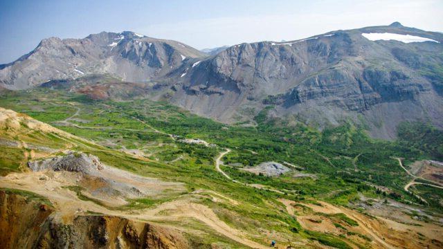 Aerial view of exploration work happening at the Ketza River Mine